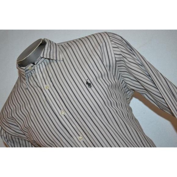 Striped Gray/Black Polo by Ralph Lauren Men's Shirt - Picture 2 of 7